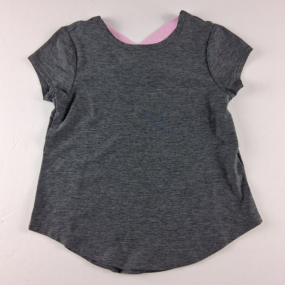 Lands' End Active Cross Tee T-Shirt Girls Size XXS Charcoal Gray Space Dye